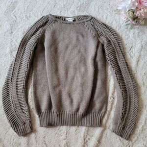 Helmut Lang Open Knit Sweater P Slate Taupe Luxe Designer Layer Fall Winter